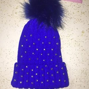 Blue with sequence kids winter hat